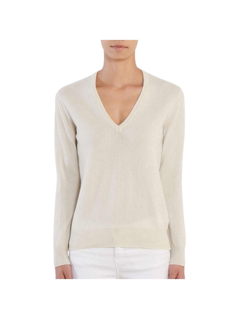White + Warren Essentials Cashmere V-Neck Sweater | Size L